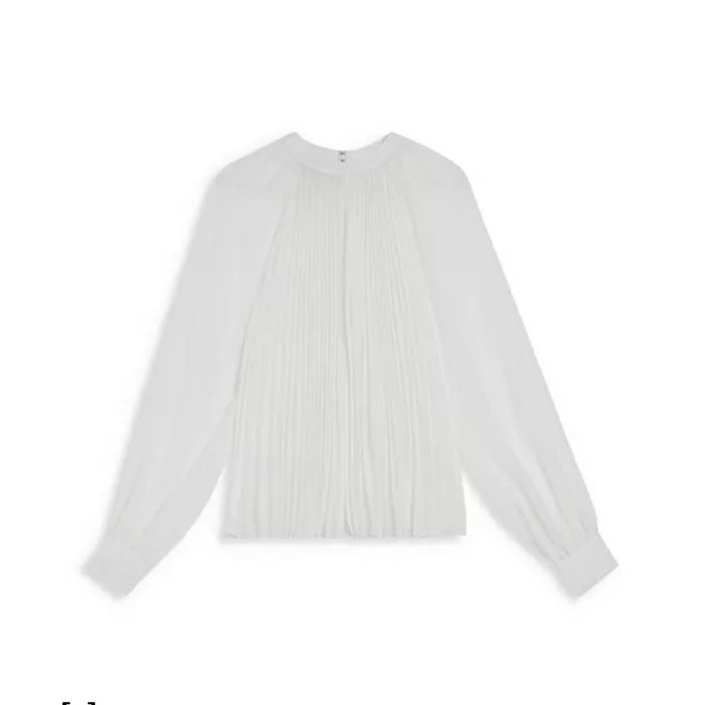Ted Baker White Pleated Bib Collar Blouse - Picture 4 of 8